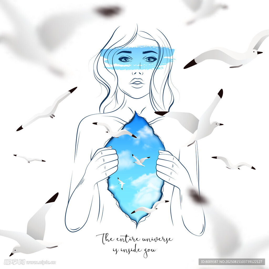 夢(mèng)幻女孩與飛鳥的奇幻畫面