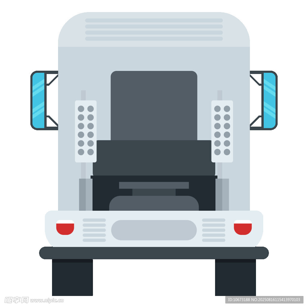 白色貨車后部視圖