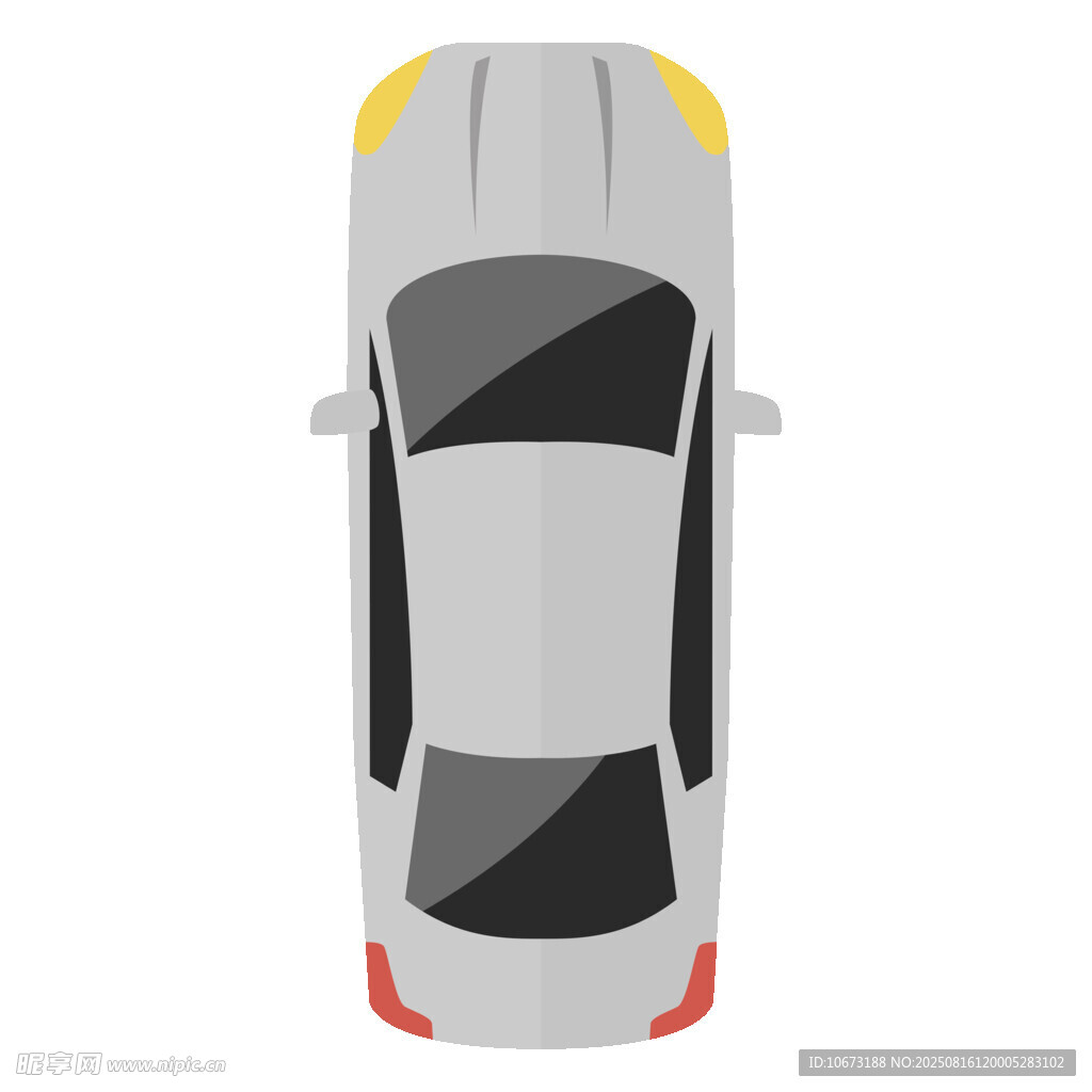 俯視視角的銀灰色轎車