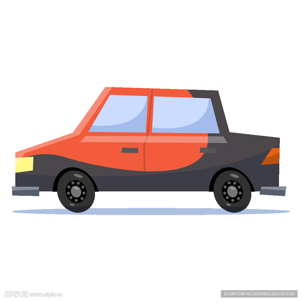 橙色黑色相間的卡通汽車