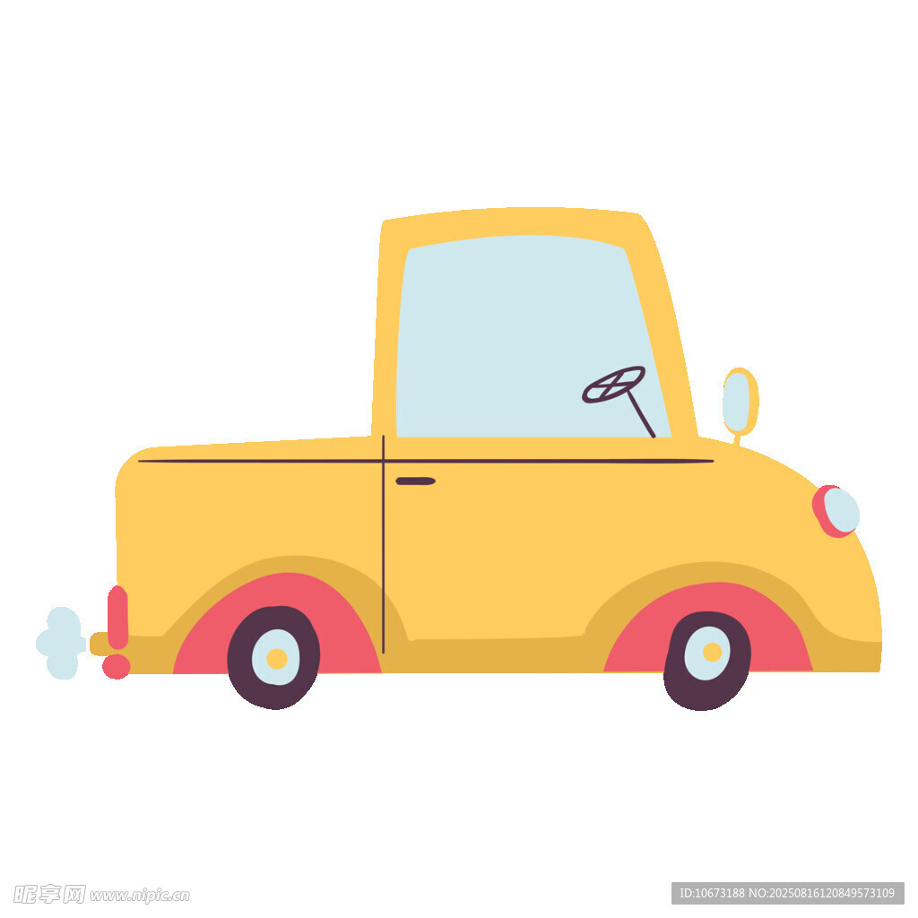 黃色復古小卡車插畫