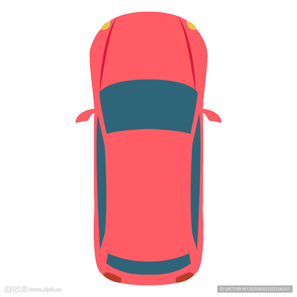 俯視視角紅色轎車