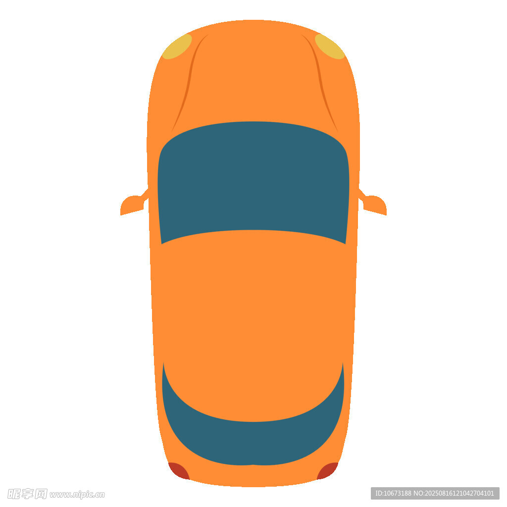 橙色轎車俯視圖