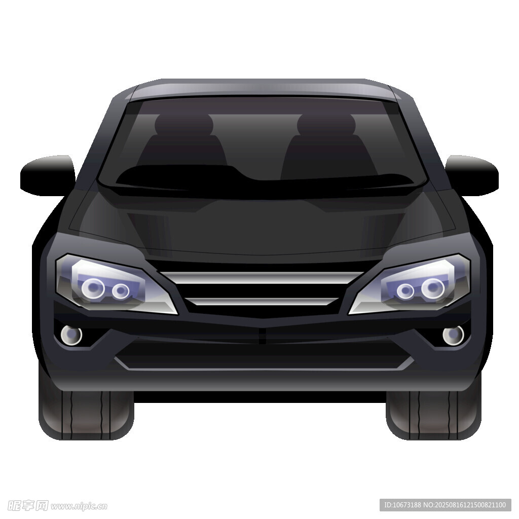 黑色轎車(chē)正視圖