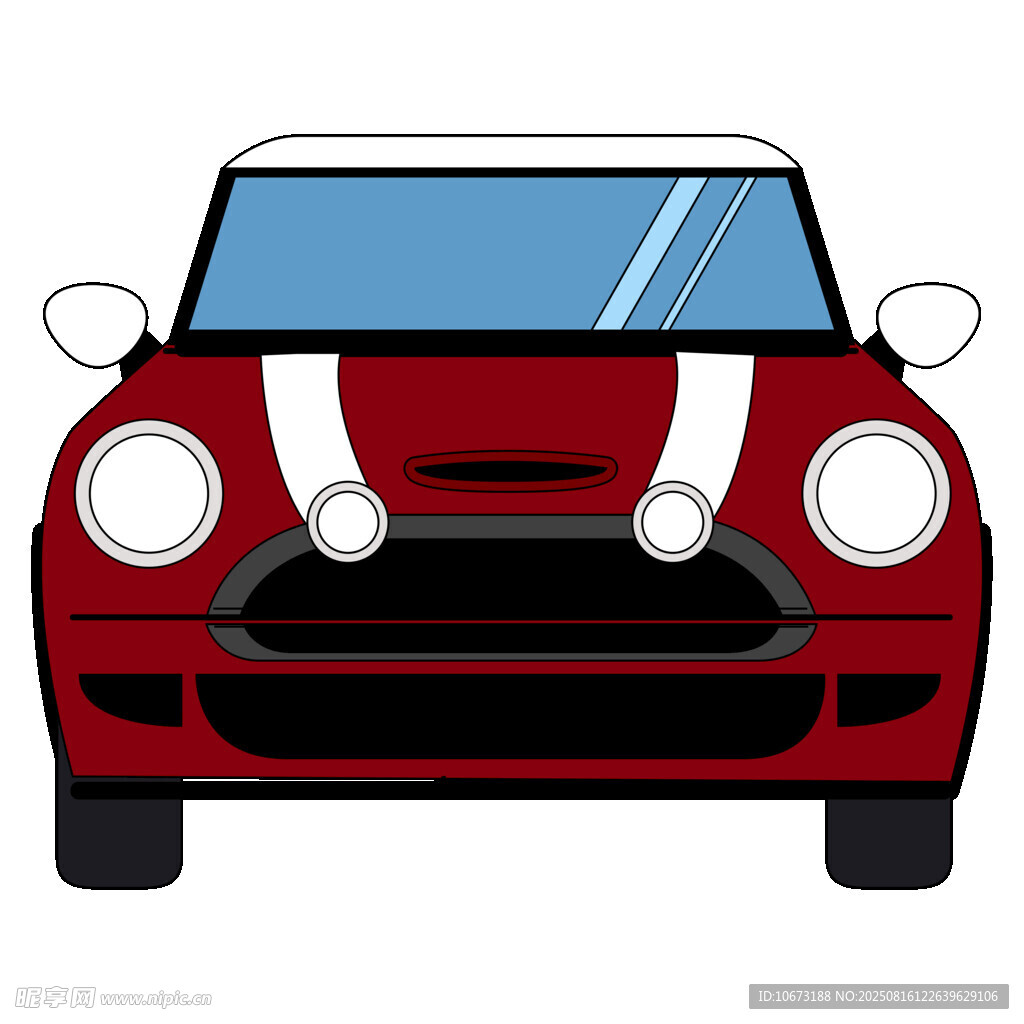 紅色雙白條紋迷你汽車