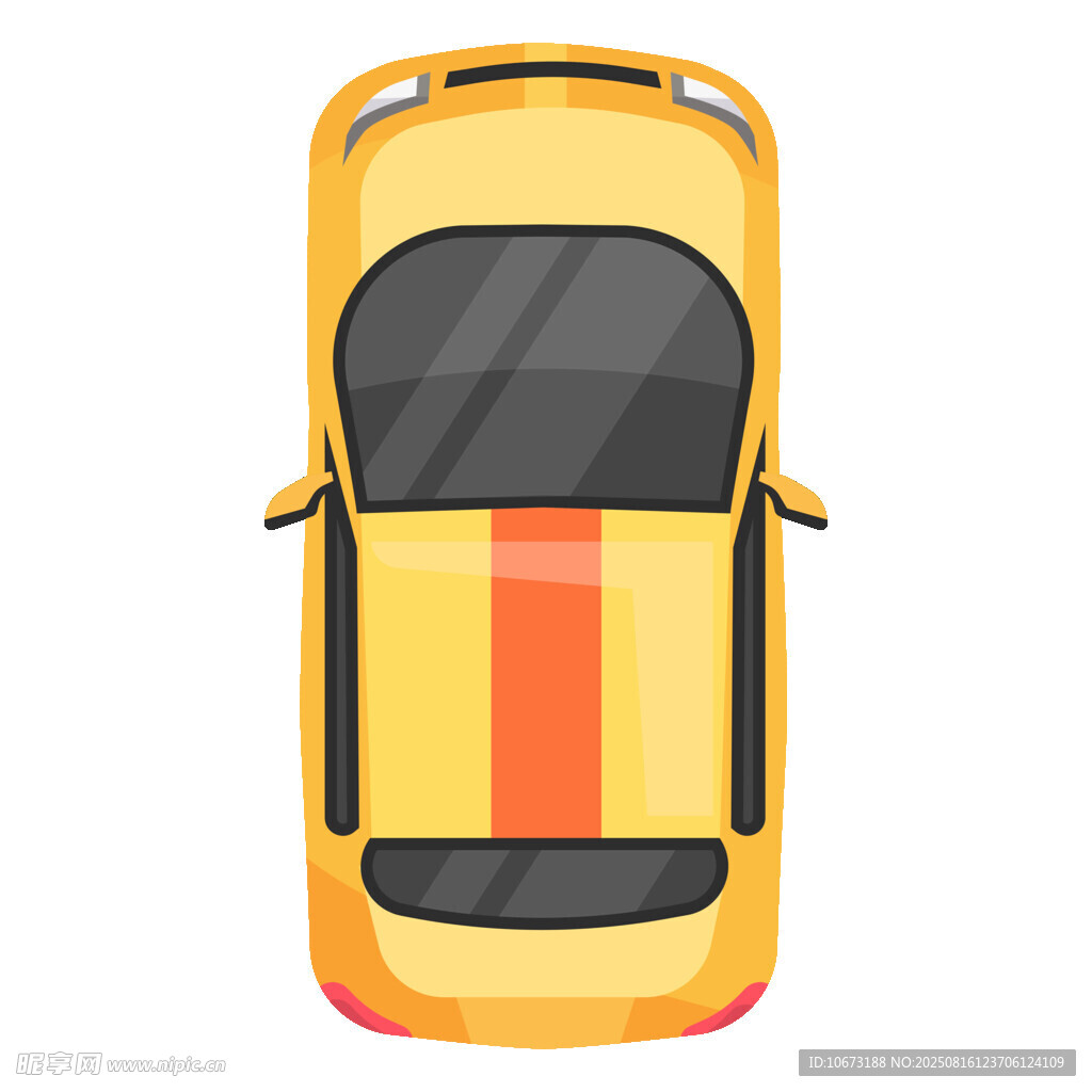 黃色條紋跑車俯視圖
