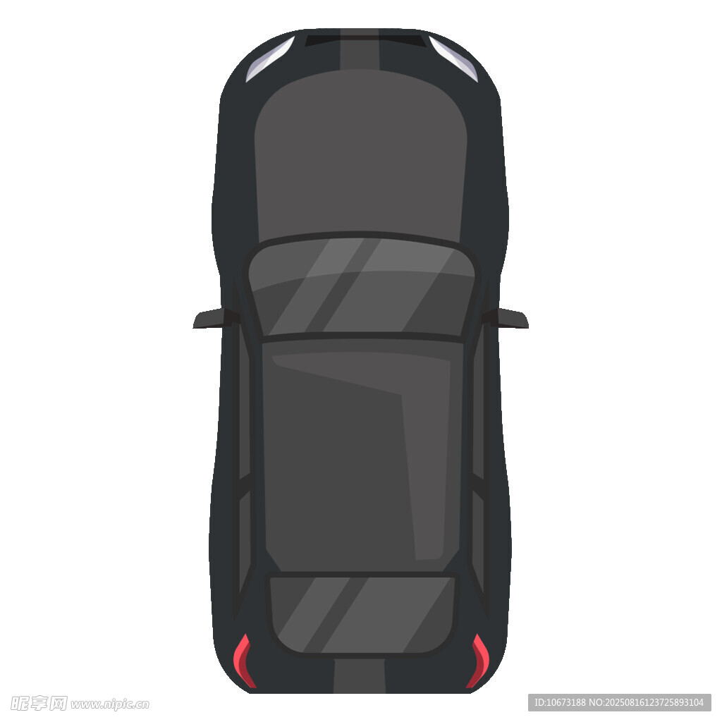 俯視視角黑色轎車