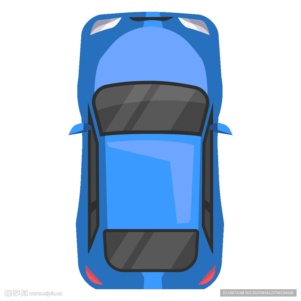 藍色轎車俯視圖
