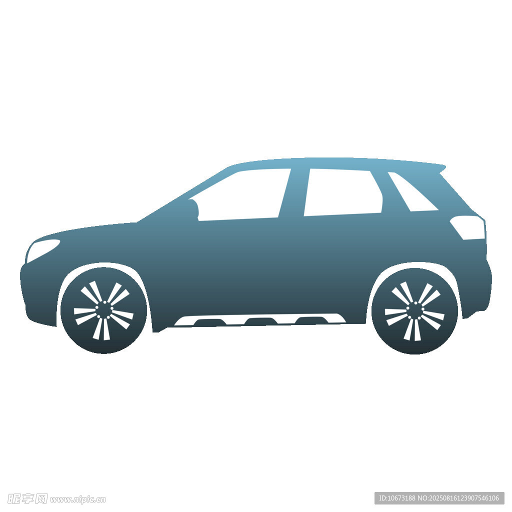 藍(lán)色SUV汽車側(cè)面剪影