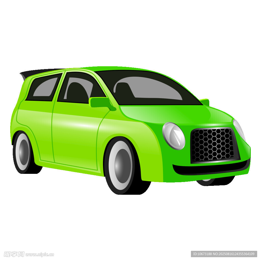 亮綠色時尚卡通小汽車
