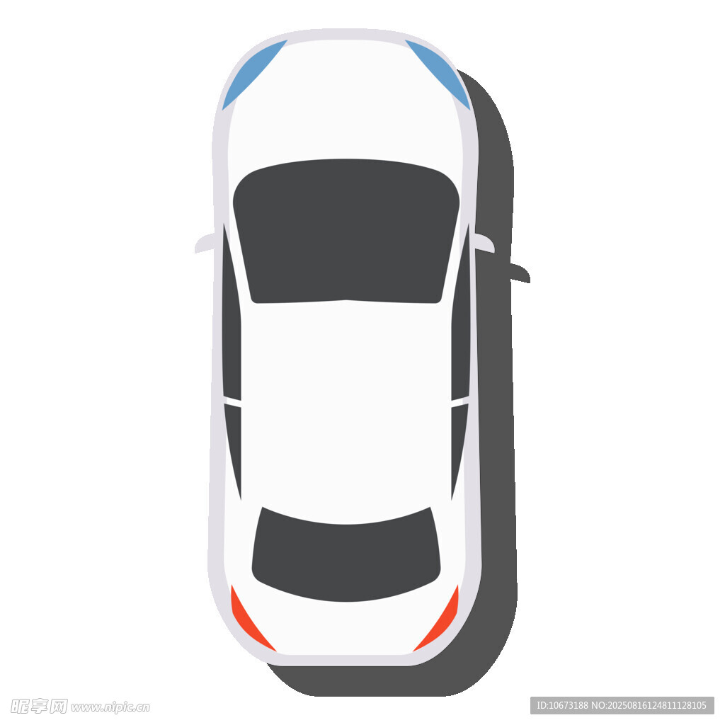 俯視視角的簡(jiǎn)約白色汽車