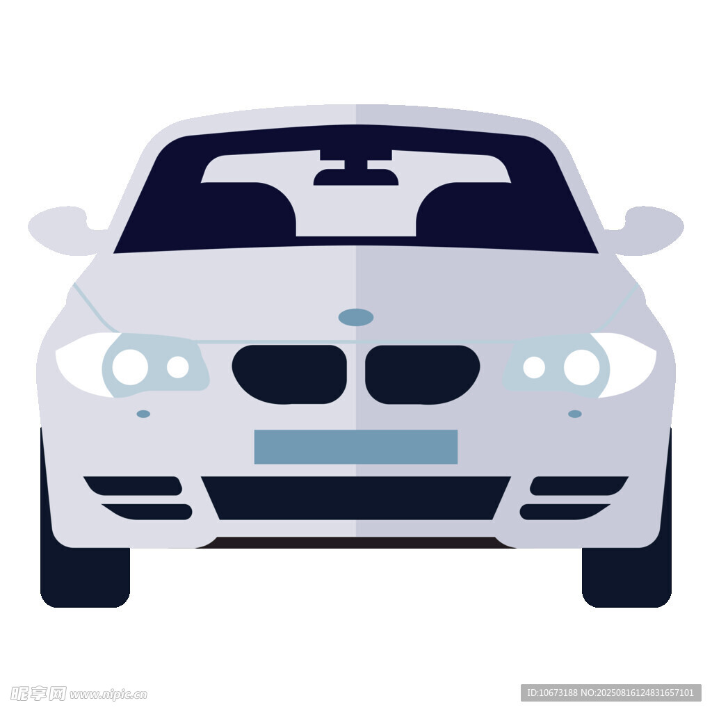 白色轎車(chē)正面視圖