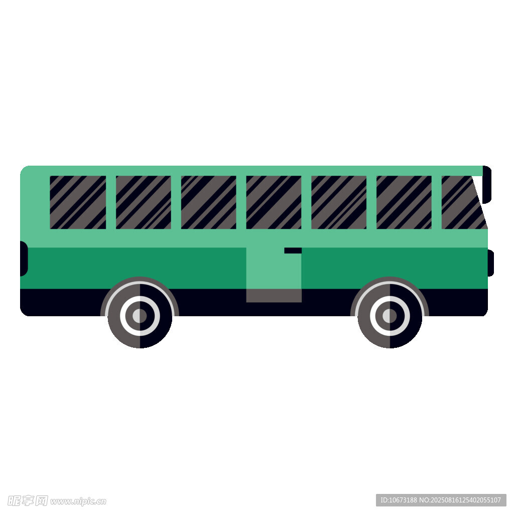 綠色大巴車插畫