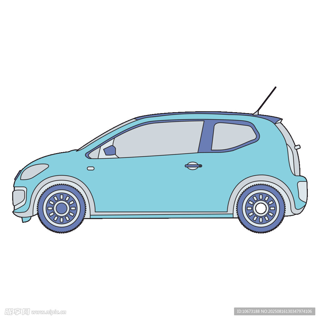 藍(lán)色簡(jiǎn)約風(fēng)小轎車插畫