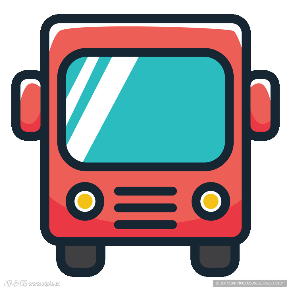 紅色卡通公交車圖標(biāo)