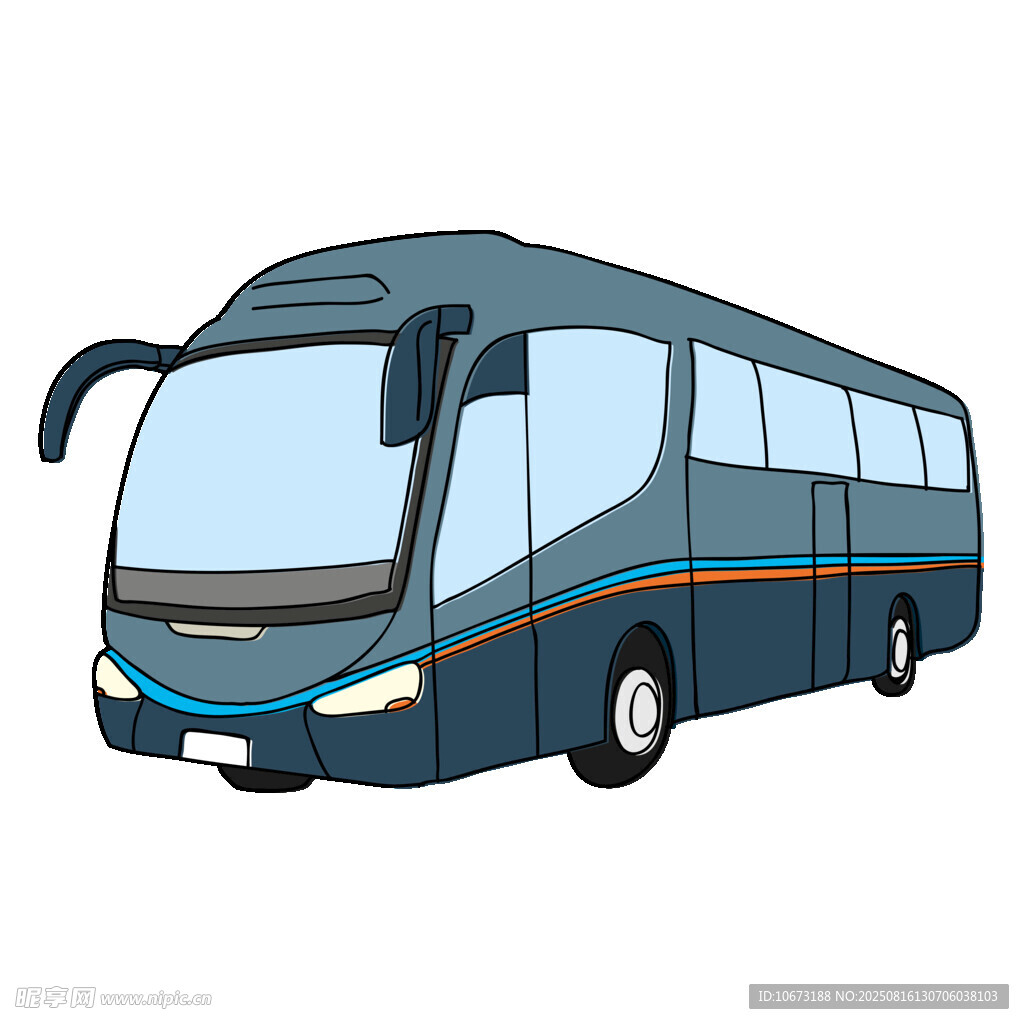 藍(lán)色大巴車插畫