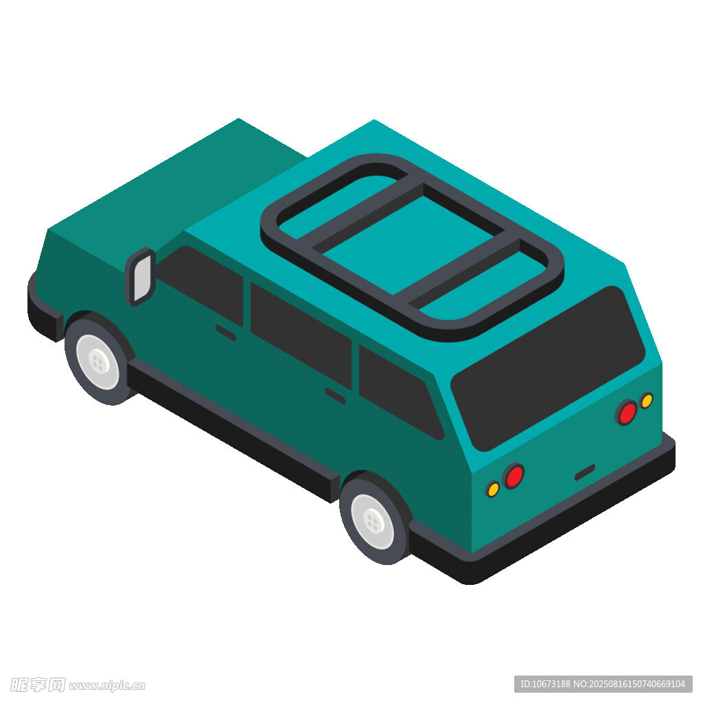 綠色等距風格廂式車