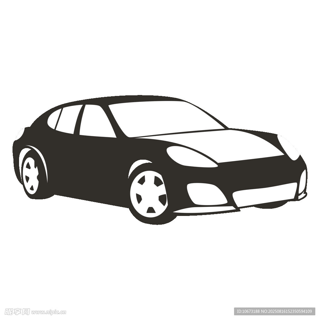 簡約風格黑色轎車圖標