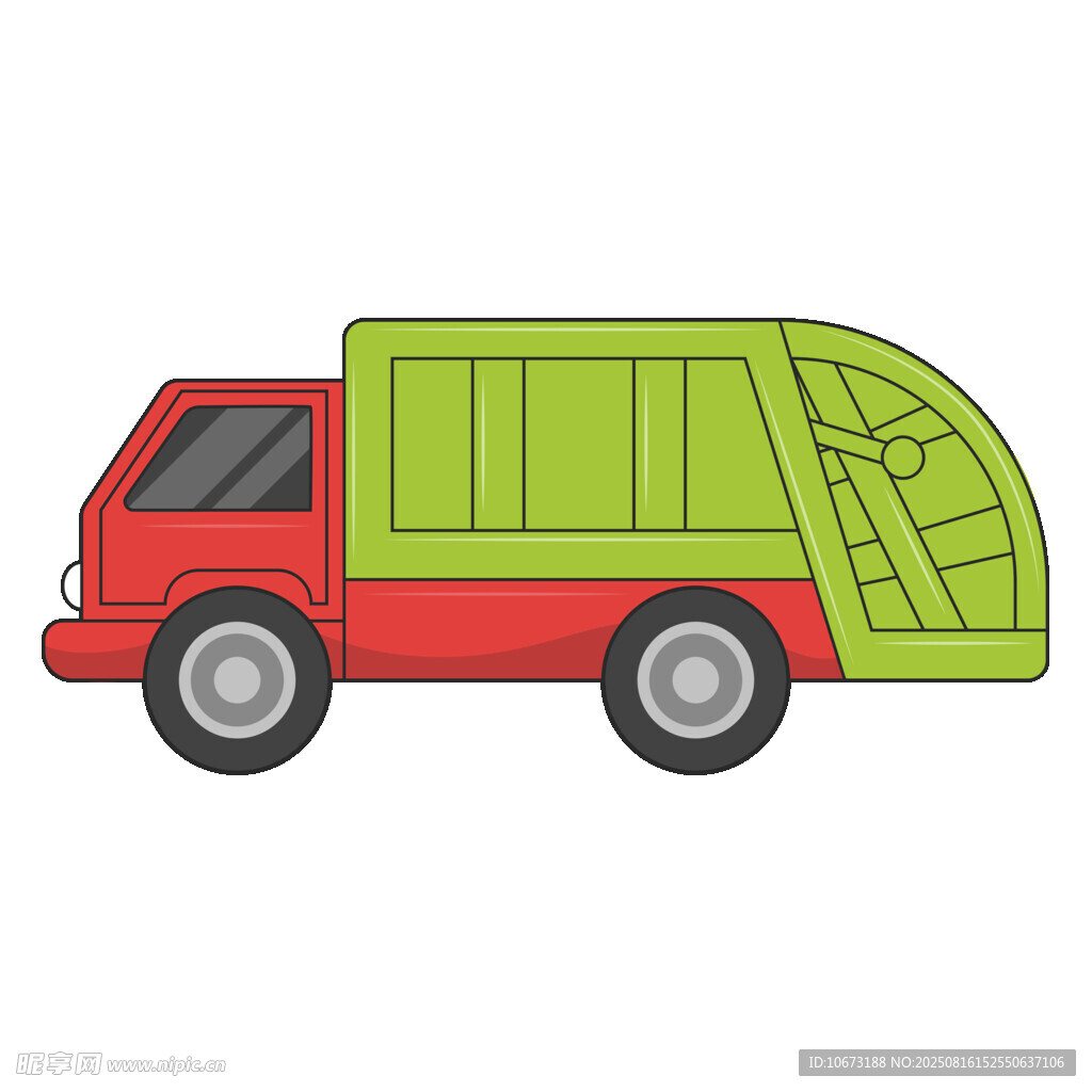 紅色垃圾清運(yùn)車卡通形象