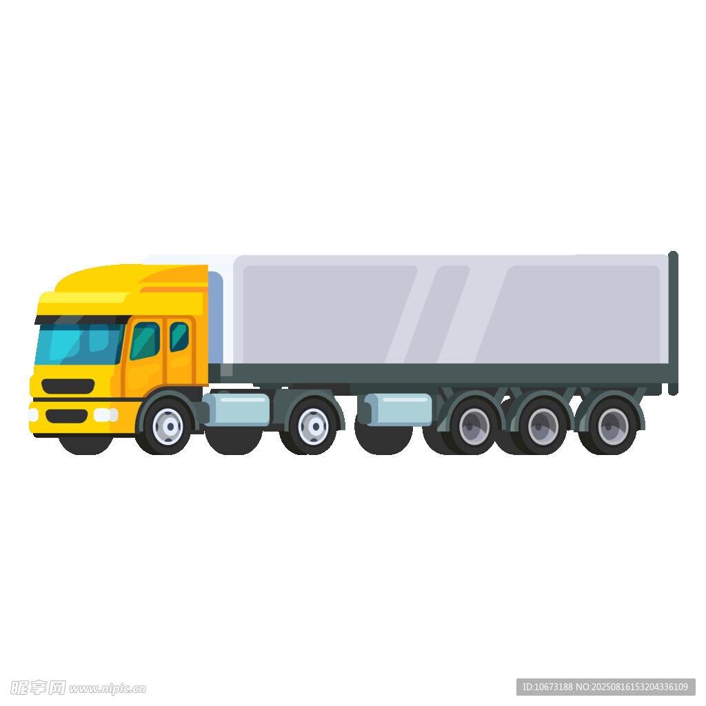 黃色貨運卡車插畫