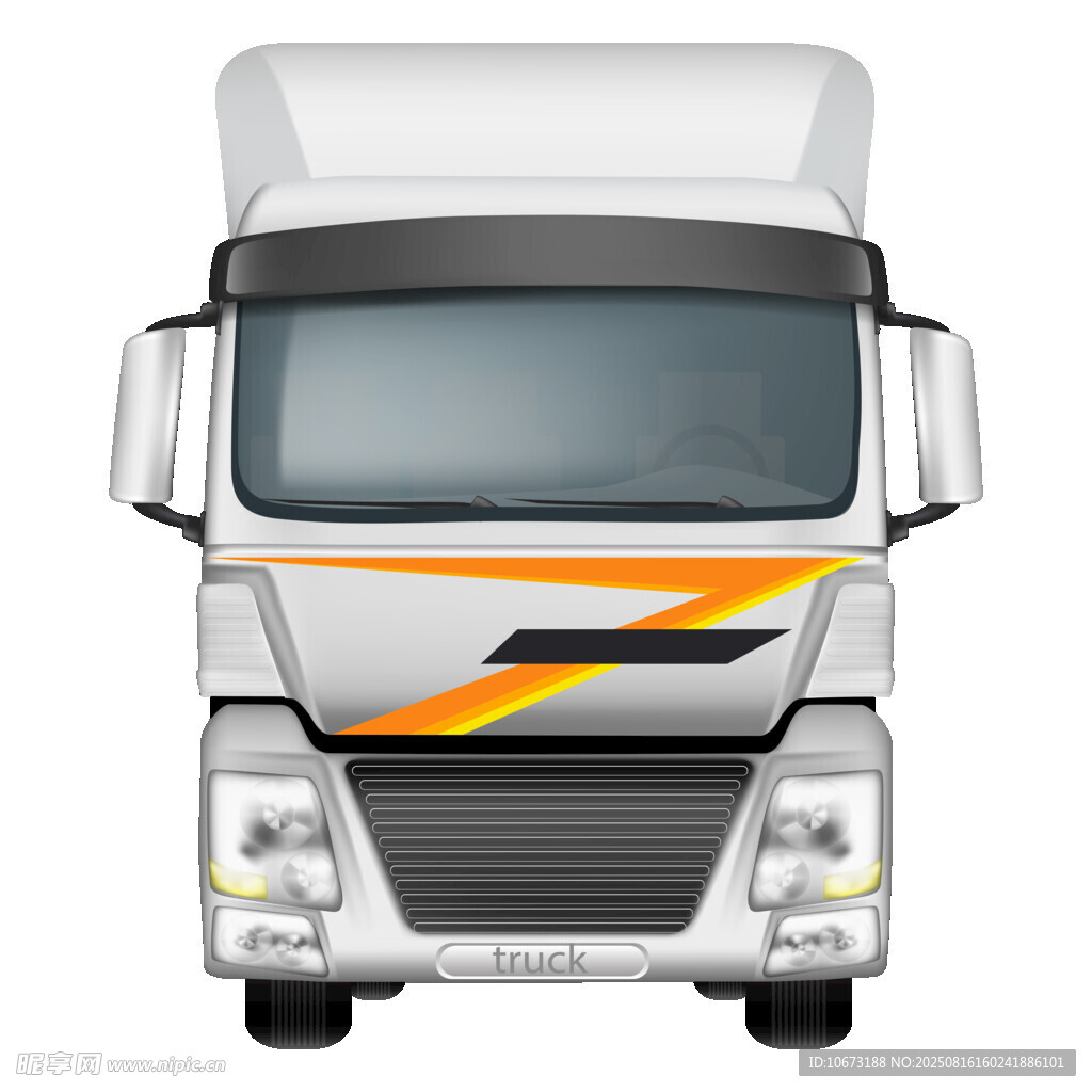 白色貨運卡車正面視圖