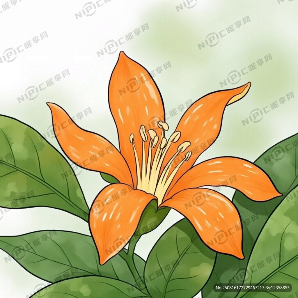 手繪橘子花圖片