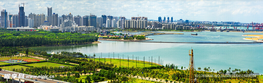 城市濱水風(fēng)光全景