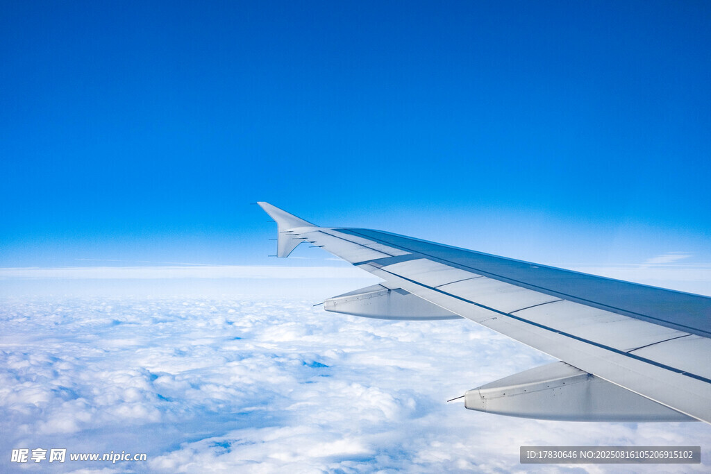 飛機機翼俯瞰云海美景