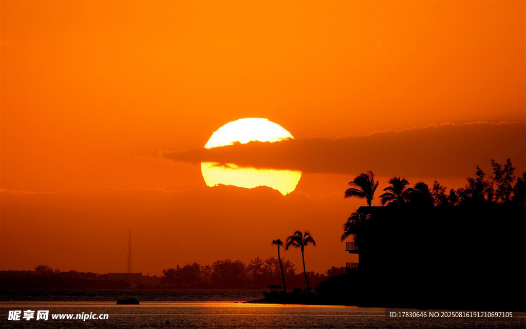 夕陽下的海邊美景