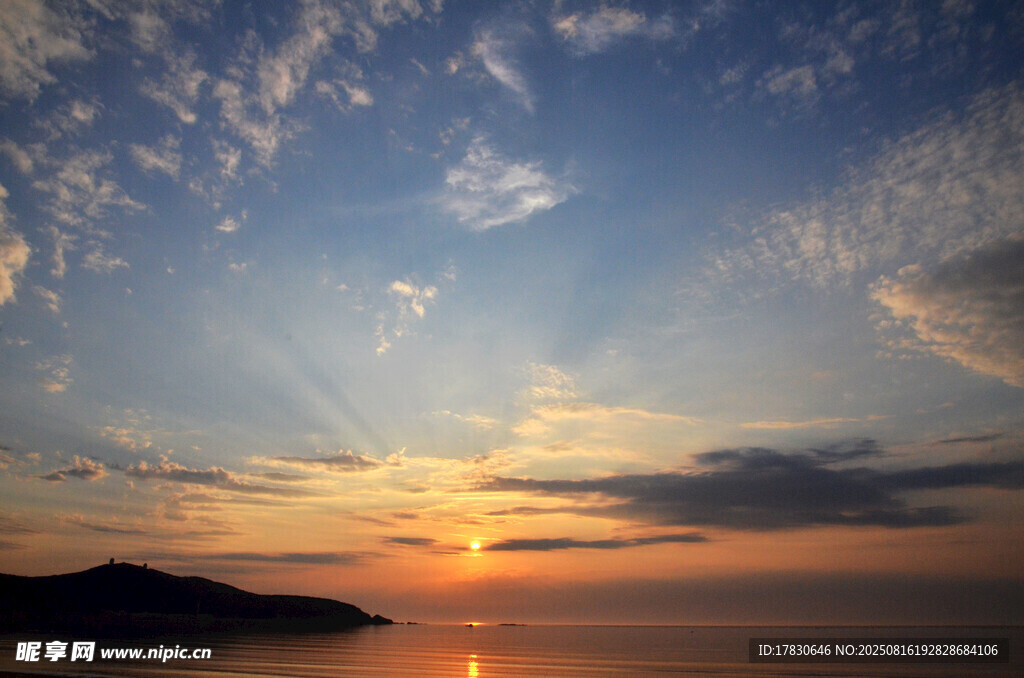 海邊日落時分的美麗天空