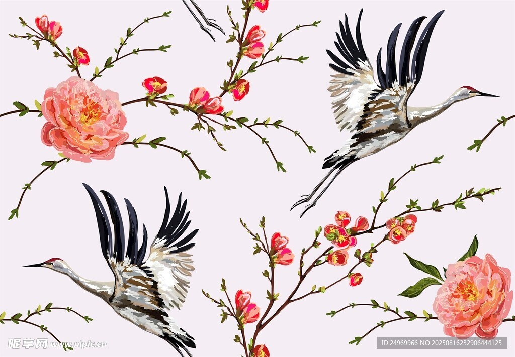 花鳥仙鶴圖 