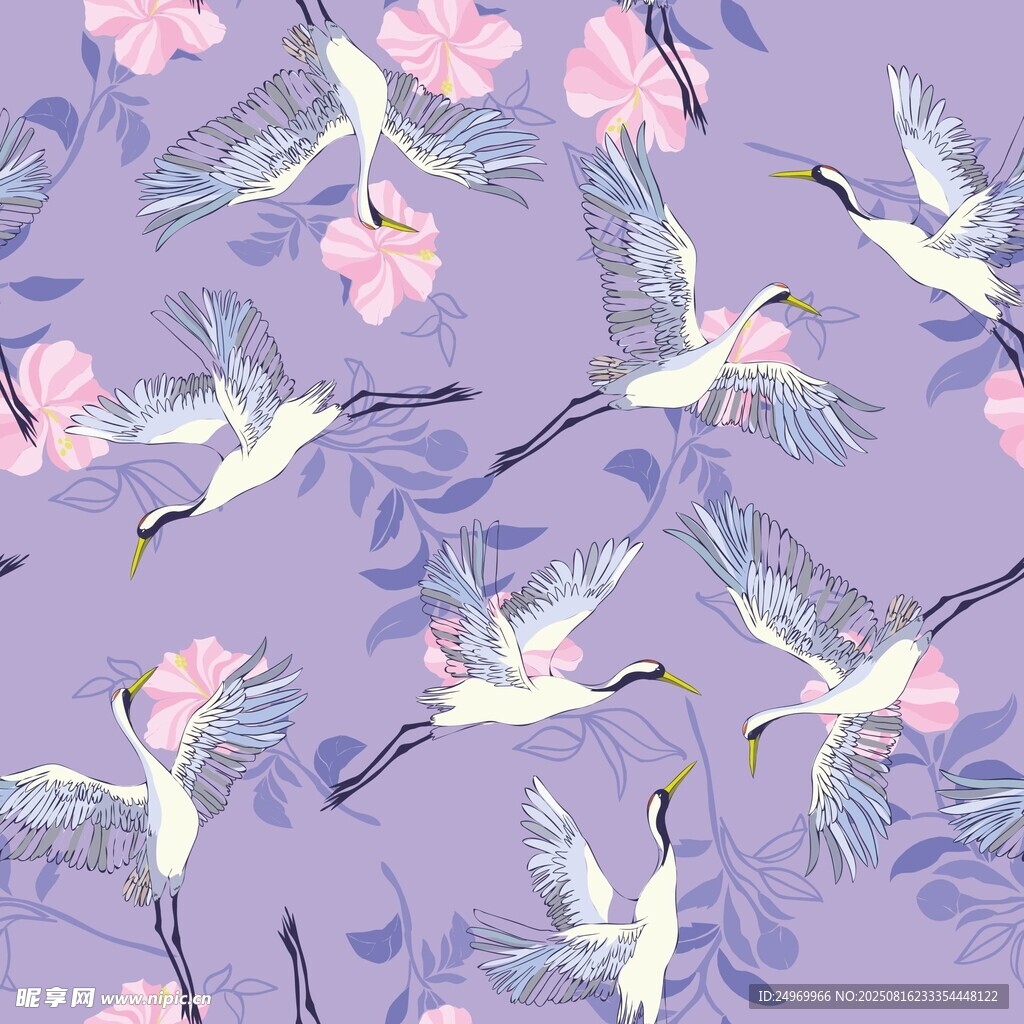 紫色花鳥圖案背景紋理