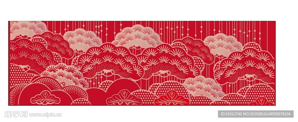 紅色海浪紋中式傳統(tǒng)圖案