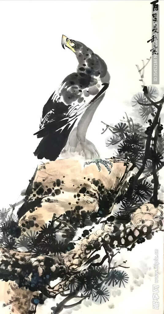 青松雄鷹圖