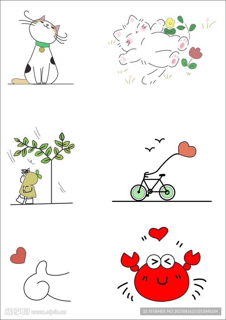 可愛動(dòng)物趣味插畫場景