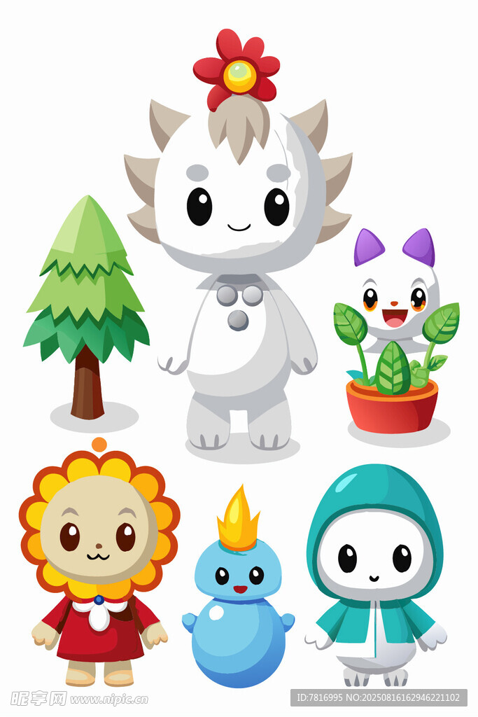可愛(ài)卡通動(dòng)物與植物形象