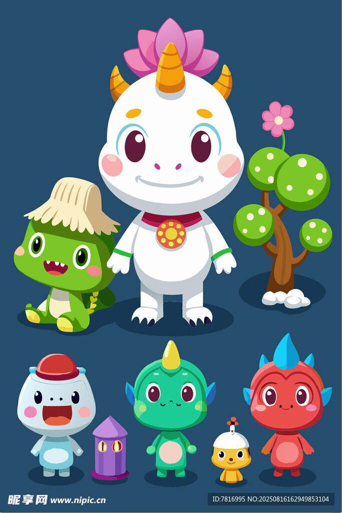 可愛奇幻小怪獸卡通集合