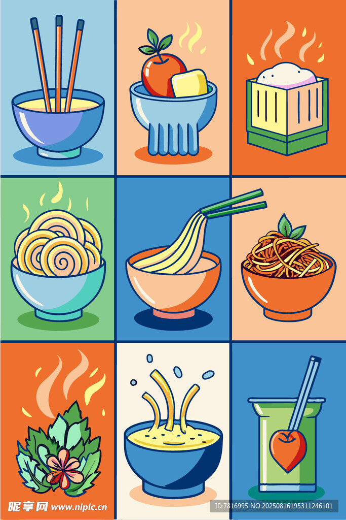 多彩美食插畫展現(xiàn)多樣佳肴