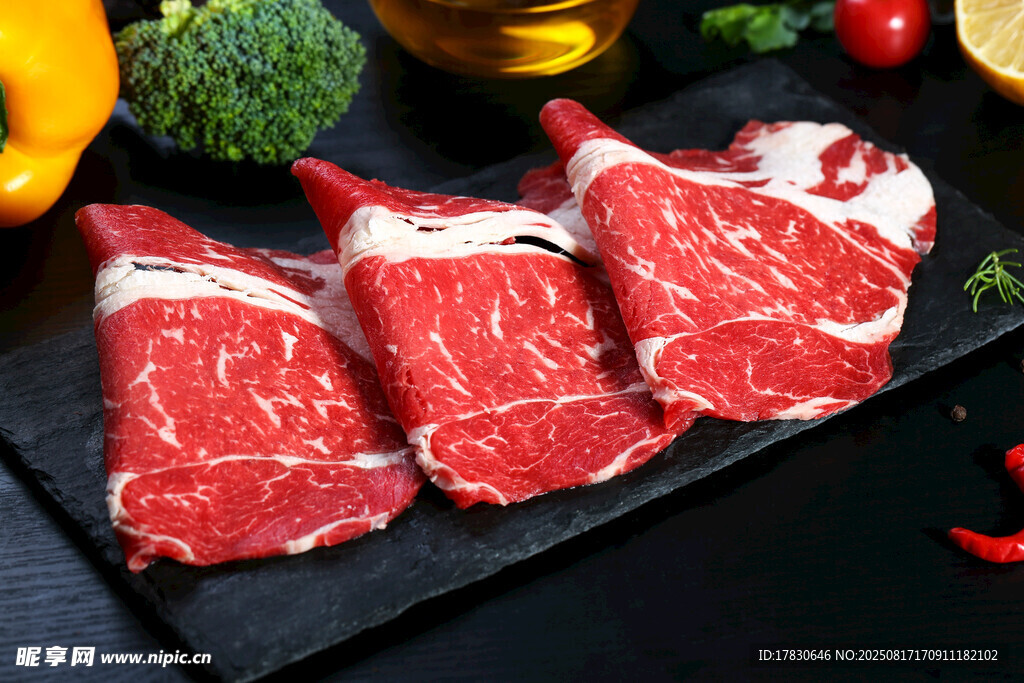新鮮生牛肉牛排食材展示