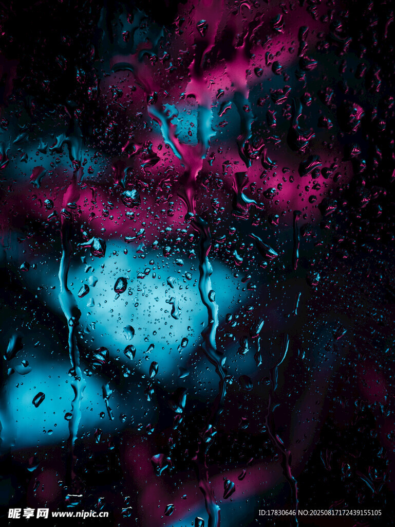 雨夜車窗上的斑斕水滴