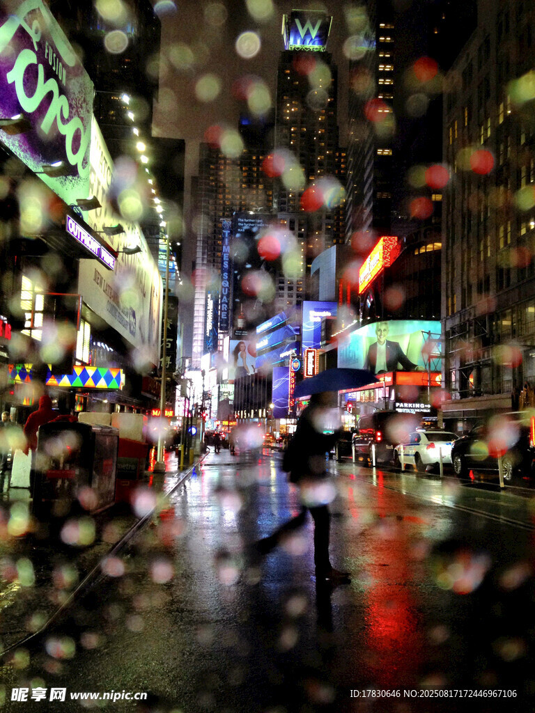 雨夜繁華都市街頭景象