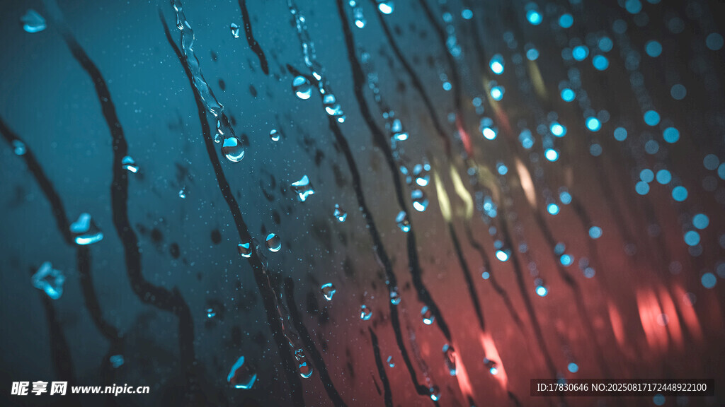 雨夜車窗上的斑斕光影