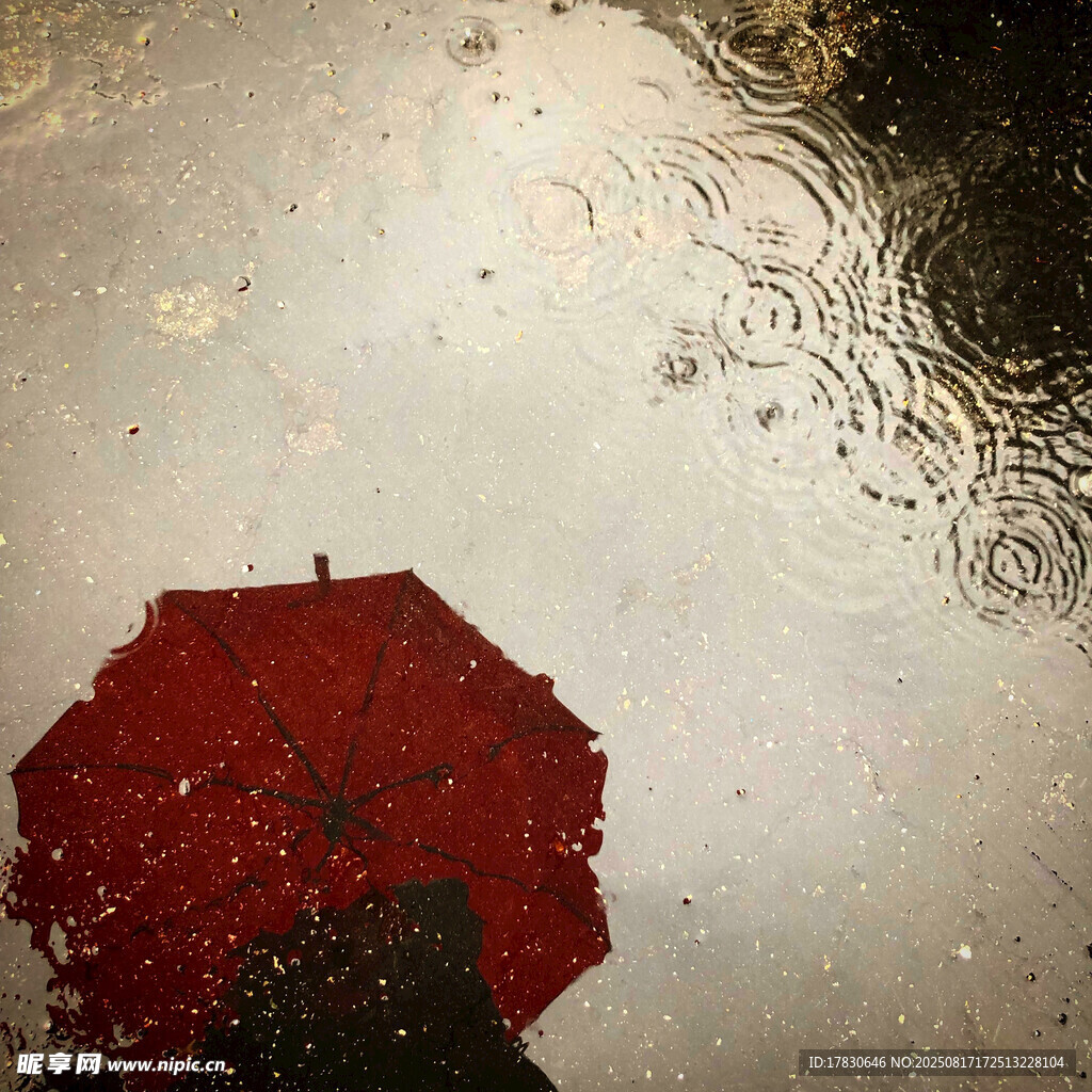 雨中紅傘下的孤獨(dú)身影