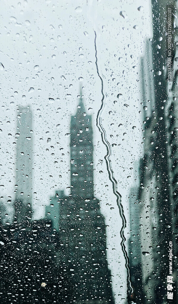 雨中城市天際線