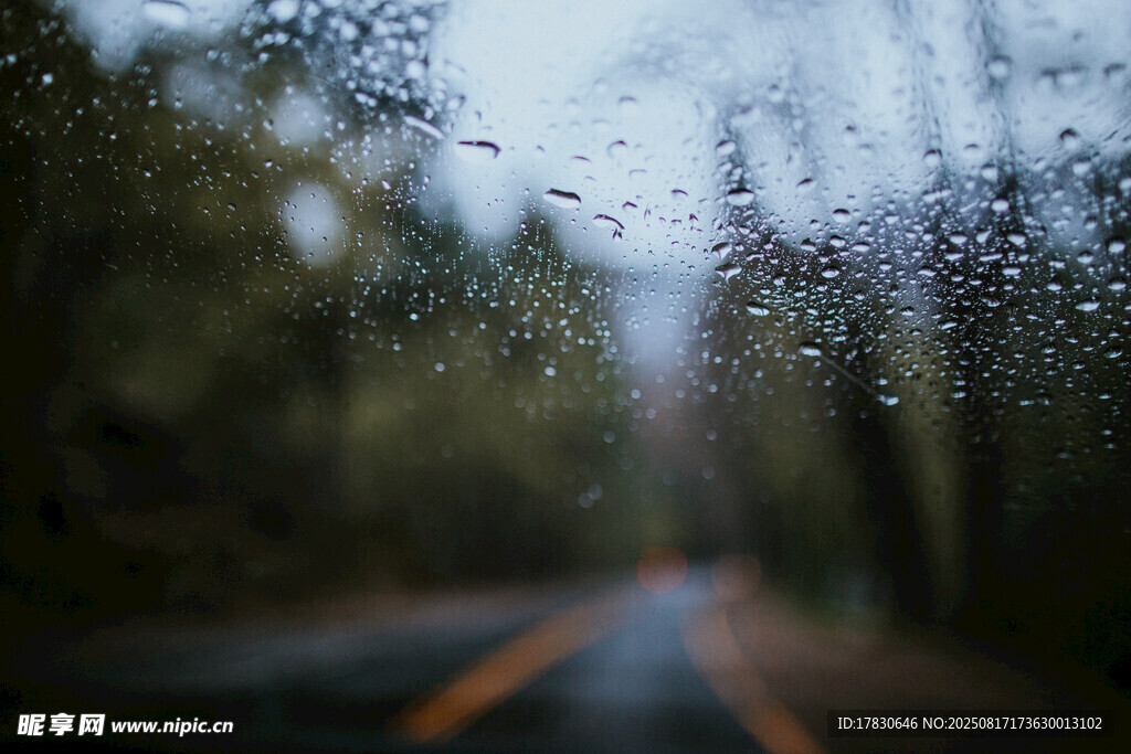 雨中行車窗外的模糊景象