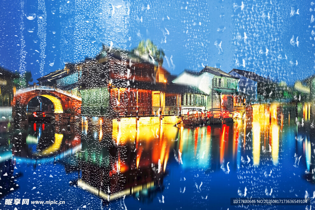 雪夜水鄉(xiāng)美景