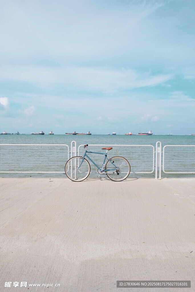 海邊沙灘上的雙人自行車