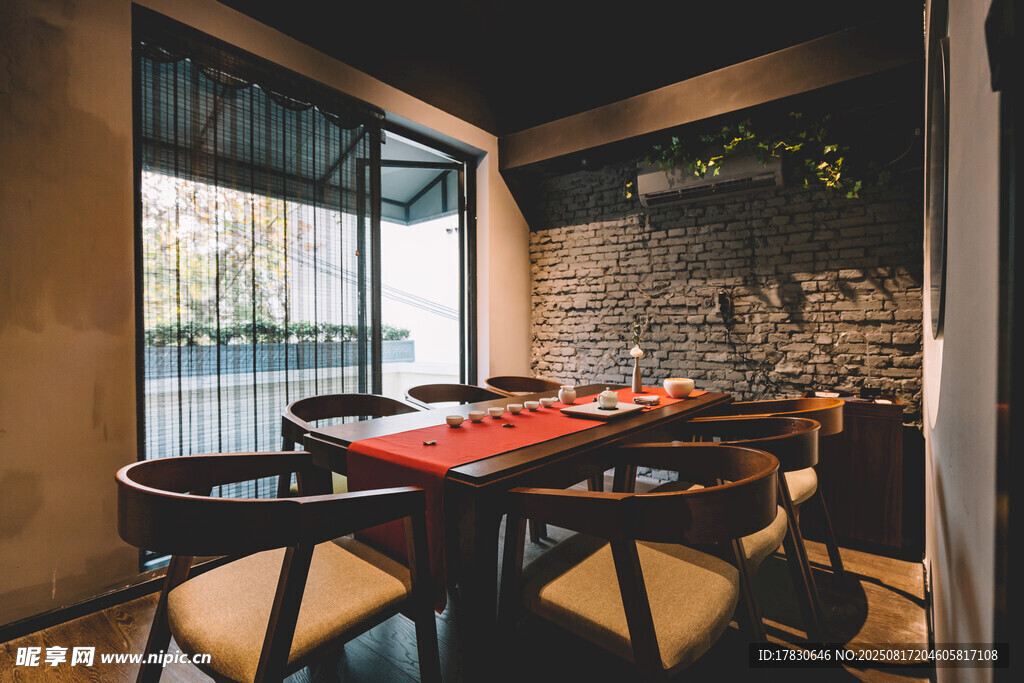 中式雅致餐廳室內(nèi)場景