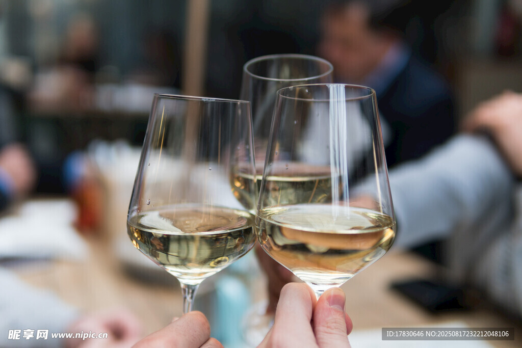舉杯共飲白葡萄酒