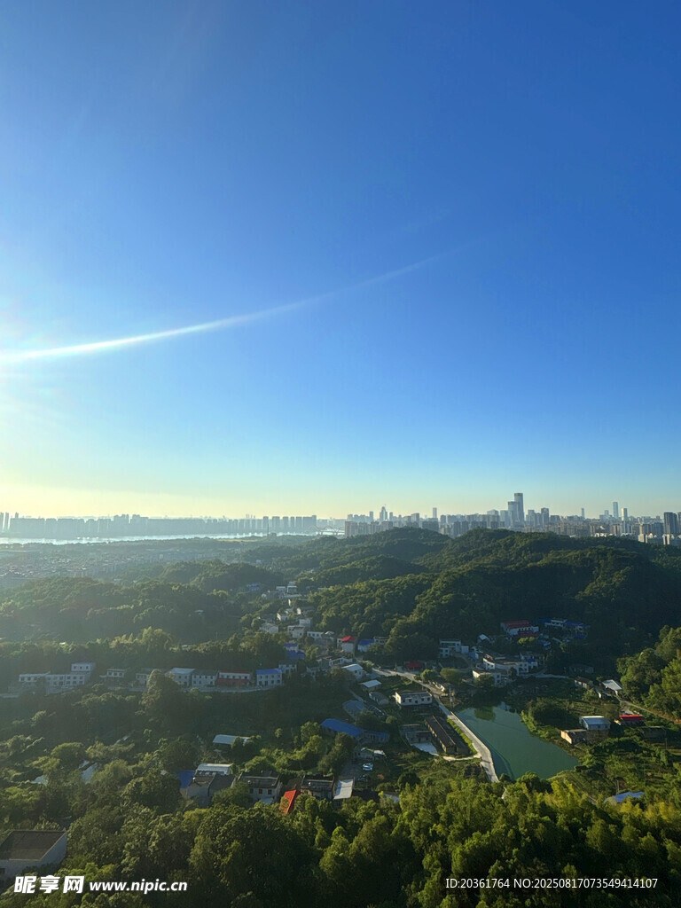 俯瞰綠意盎然的城市景觀